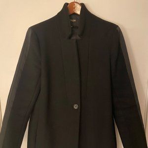 Maje Black Galion Seamed Satin Stripe Coat